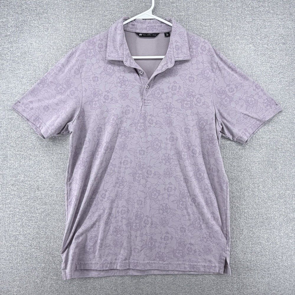 Travis Mathew New Destination Golf Polo Shirt Men Size Large Purple Floral